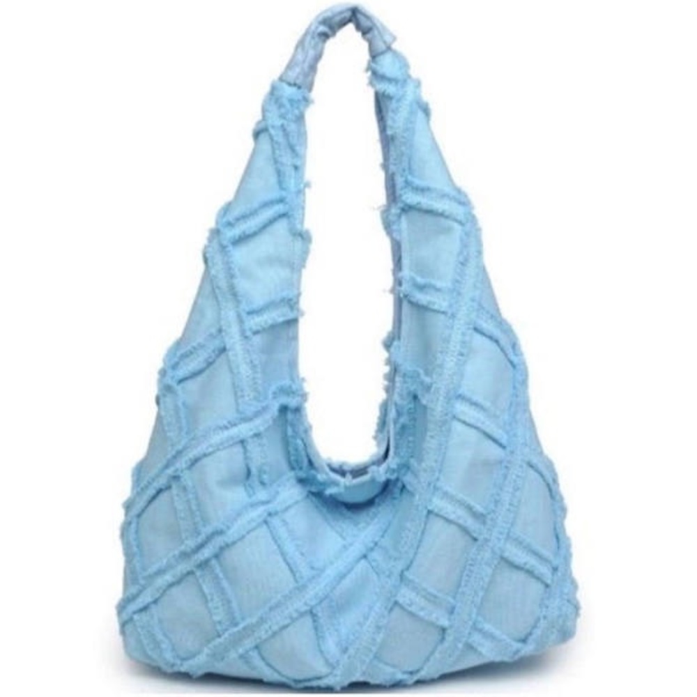 Urban Expressions Barbuda Cotton Hobo Shoulder Bag, Sky Blue, NWT